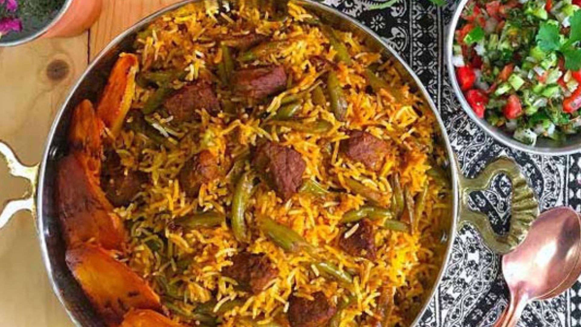 طرز تهیه لوبیا پلو با گوشت تکه ای