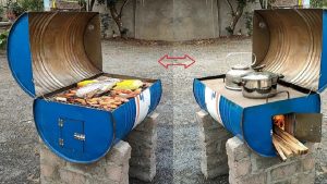 نحوه درست کردن یک اجاق-منقل کاربردی با بشکه قدیمی