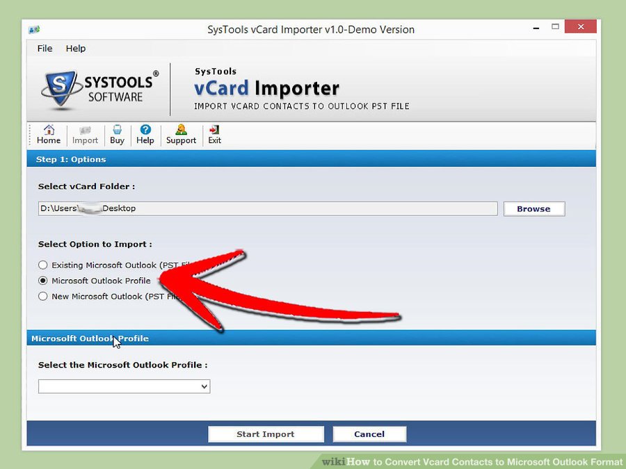 گزینه Microsoft Outlook Profile