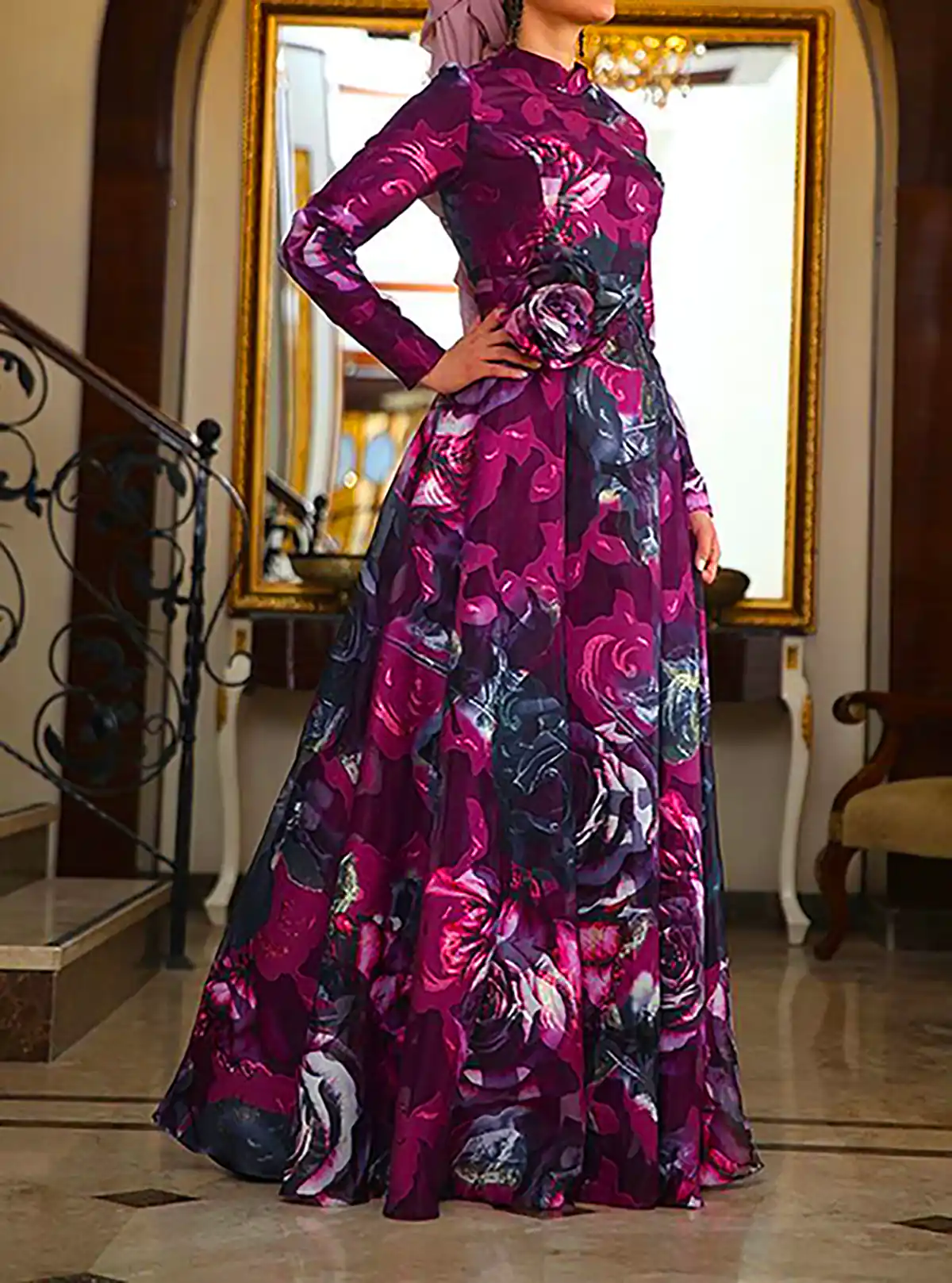 پیراهن مجلسی گلدار