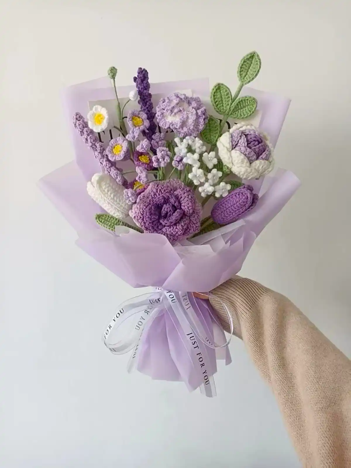 دسته گل بافتنی جذاب و زیبا