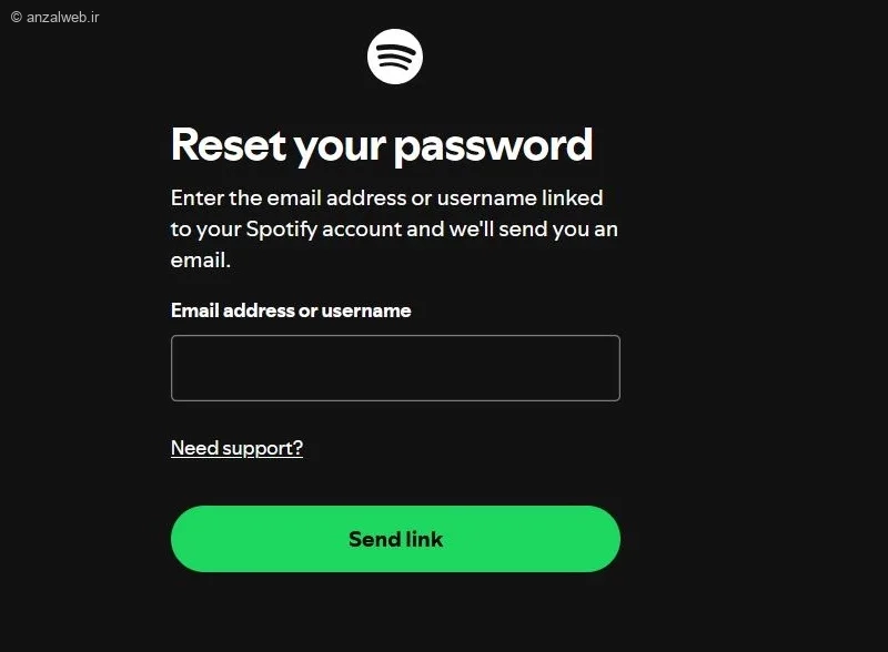 ریست پسورد اسپاتیفای از طریق لینک