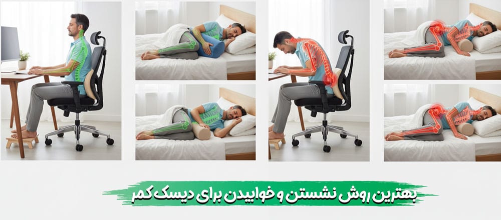 بهترین روش صحیح نشستن و خوابیدن برای دیسک کمر: راهنمای جامع نحوه صحیح استراحت