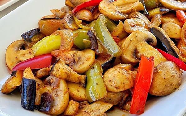 خوراک قارچ و بادمجان