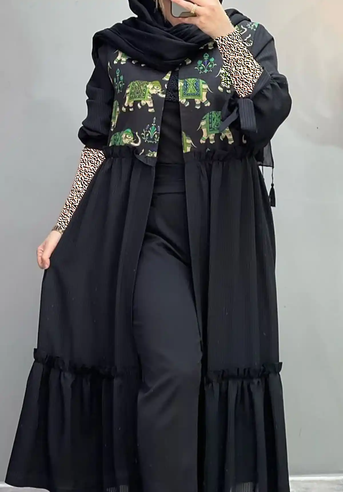 مانتو بلند چین دار شیک