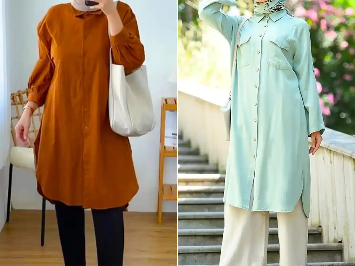 مانتو بلند دکمه دار شیک