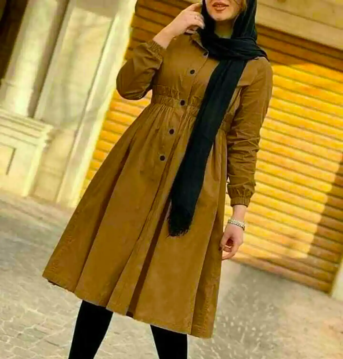 مانتو بلند دکمه دار شیک