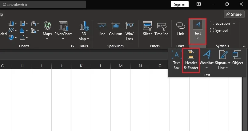 عکس در هدر و فوتر اکسل