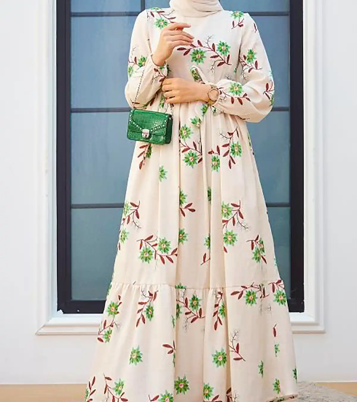 پیراهن نخی گلدار زنانه