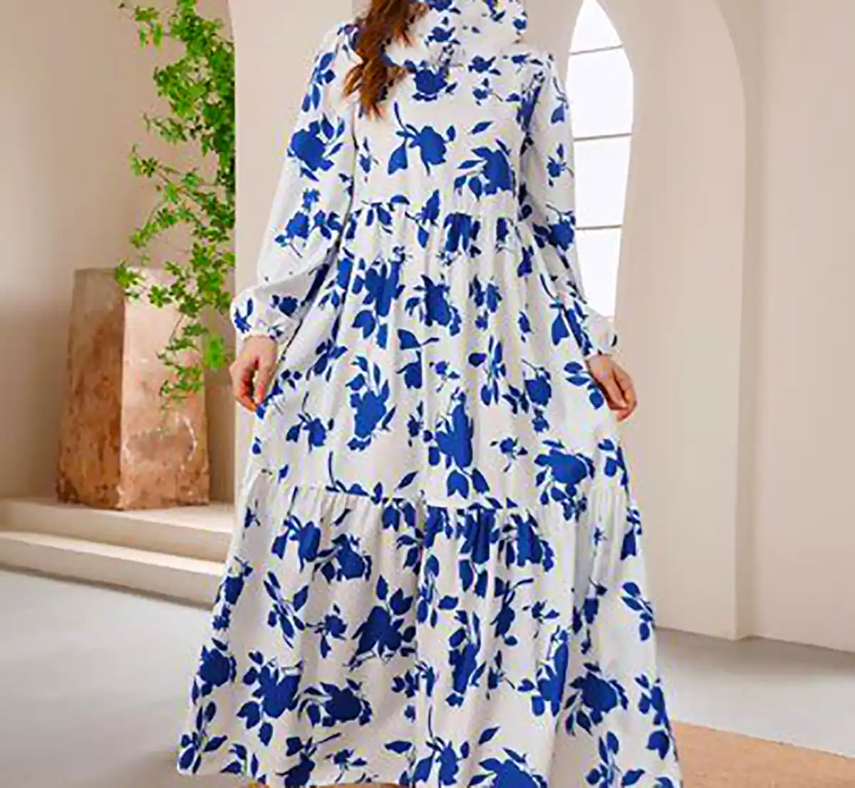 پیراهن نخی گلدار زنانه