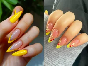 طراحی ناخن زرد شیک و ترند